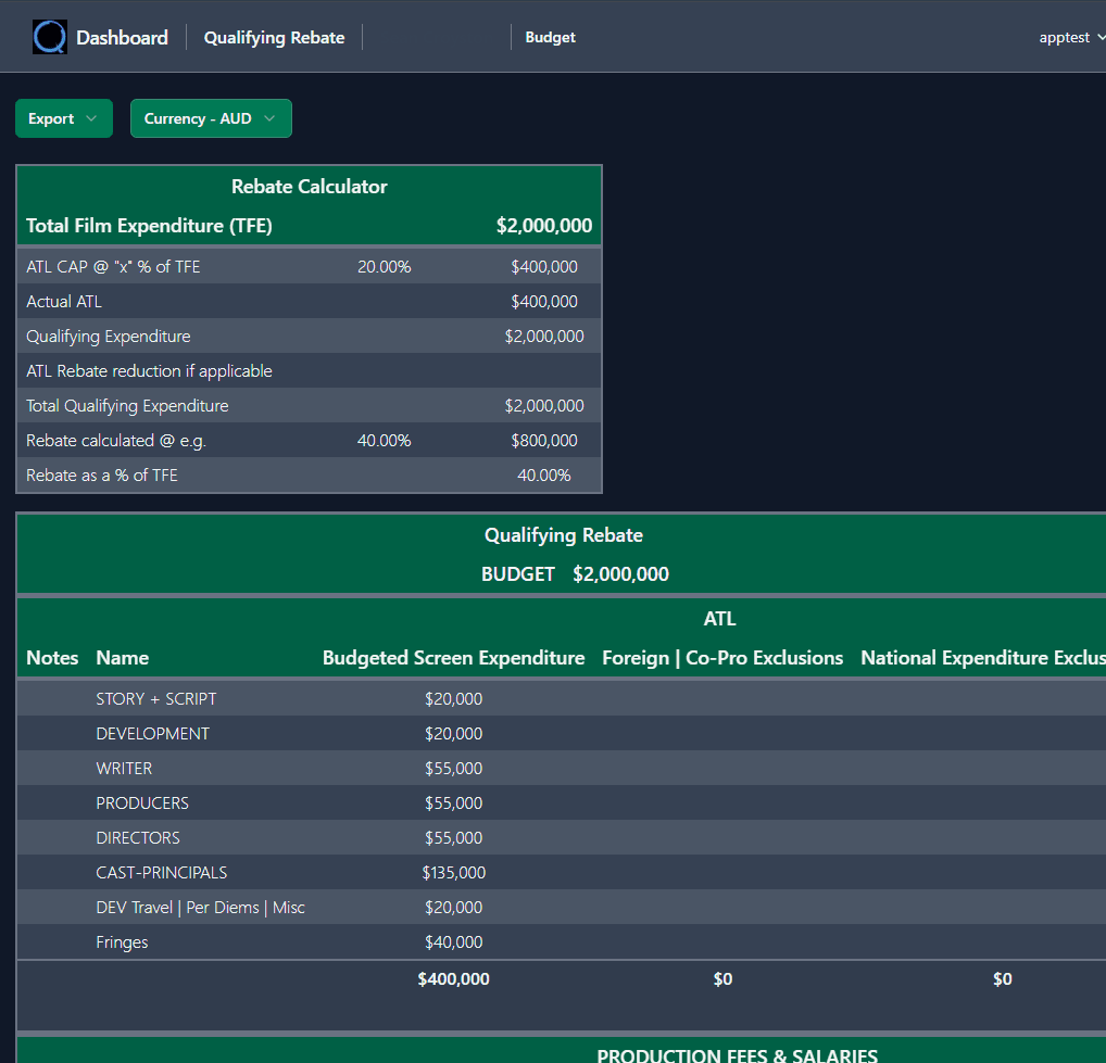 Qualifying Rebates interface